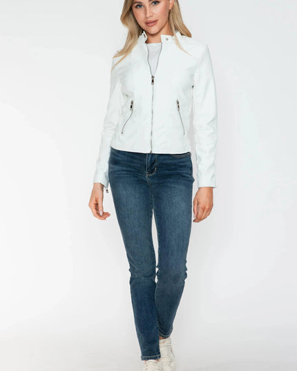 Snobbish PU Leather Zip Up Jacket with Pockets - ShopEasier