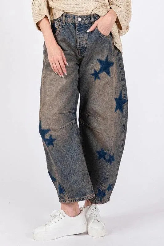 SAGE + FIG Star Wide Leg Jeans with Pockets - ShopEasier