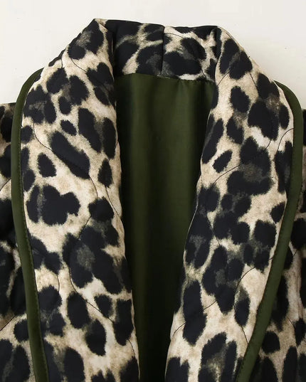 Leopard Open Front Long Sleeve Outerwear - ShopEasier