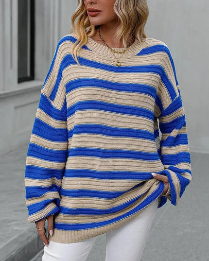 Colorful Striped Loose-Fit Sweater