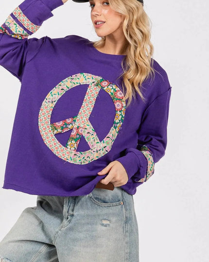 SAGE+FIG Peaceful Vibes Applique Long Sleeve Tee