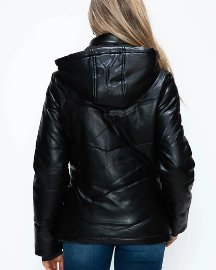 How Dare U Pocketed Zip Up Puffer Jacket with Removable Hood - ShopEasier