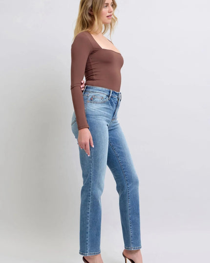 Judy Blue Full Size Wash Thermal Straight Jeans with Pockets - ShopEasier