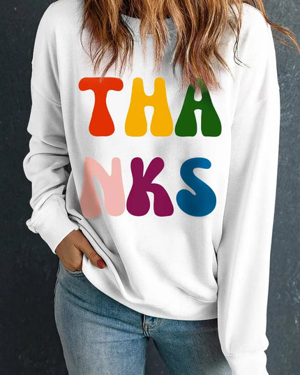 Gratitude Graphic Long Sleeve Sweatshirt