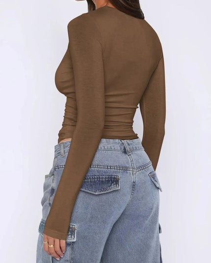 Asymmetrical Ruched Long Sleeve Top