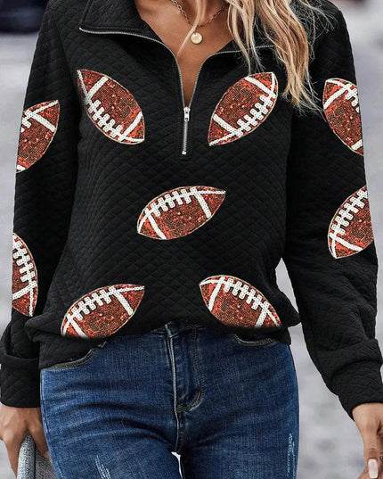 Glittery Sequin Football Long Sleeve Top