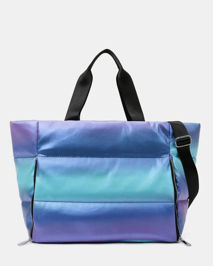 Bolso de viaje acolchado de nailon con degradado y compartimentos con cremallera