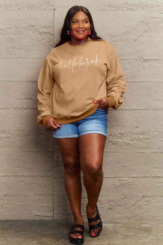 Simply Love Full Size Letter Graphic Long Sleeve Sweatshirt - ShopEasier