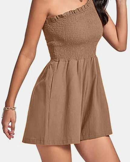 Smocked Single Shoulder Romper - ShopEasier