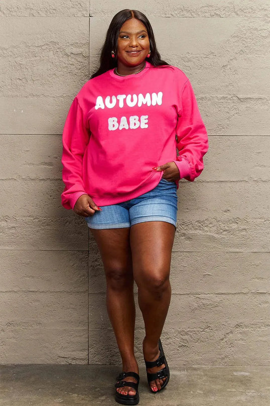 Simply Love Full Size AUTUMN BABE Graphic Sweatshirt - ShopEasier