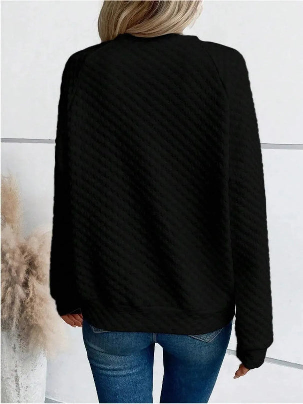 Notched Sleeve Basic Sweatshirt