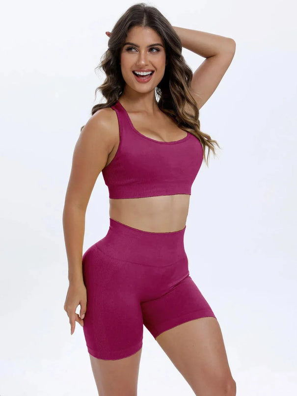 Scoop Neck Wide Strap Top and Shorts Active Set - ShopEasier