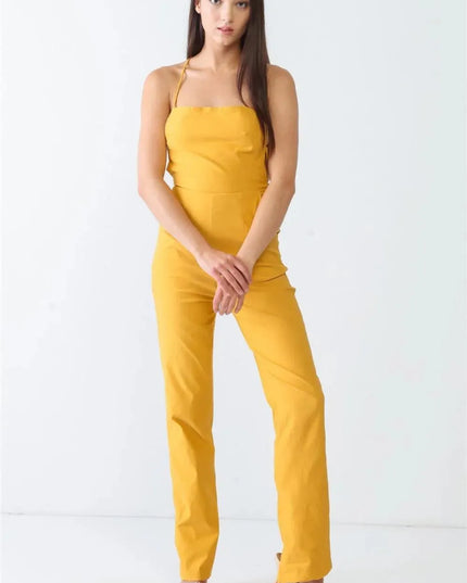 Doreli Group Backless Tied Spaghetti Strap Sleeveless Jumpsuit - ShopEasier