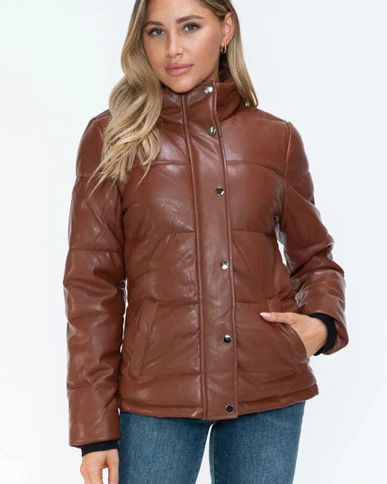 YMI Pocketed Zip Up Turtleneck Puffer Jacket - ShopEasier