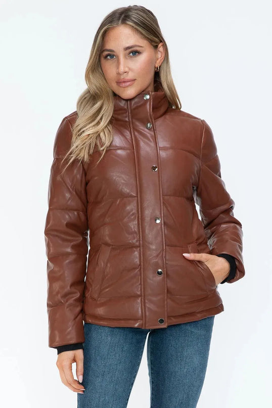 YMI Pocketed Zip Up Turtleneck Puffer Jacket - ShopEasier