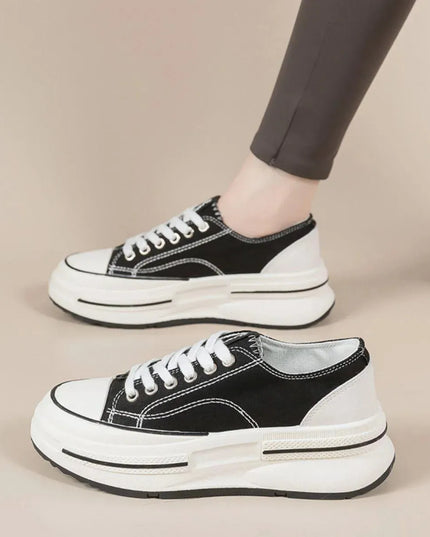 Tied Round Toe Platform Sneakers - ShopEasier