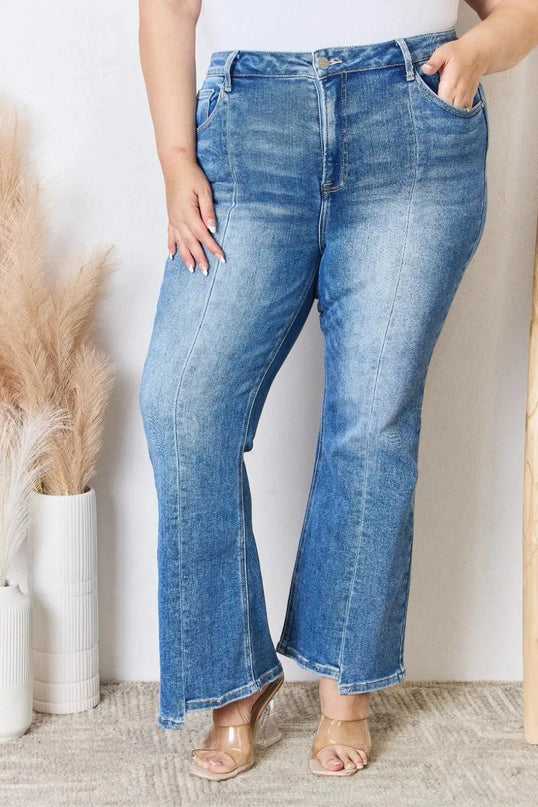 RISEN Full Size High Rise Ankle Flare Jeans - ShopEasier