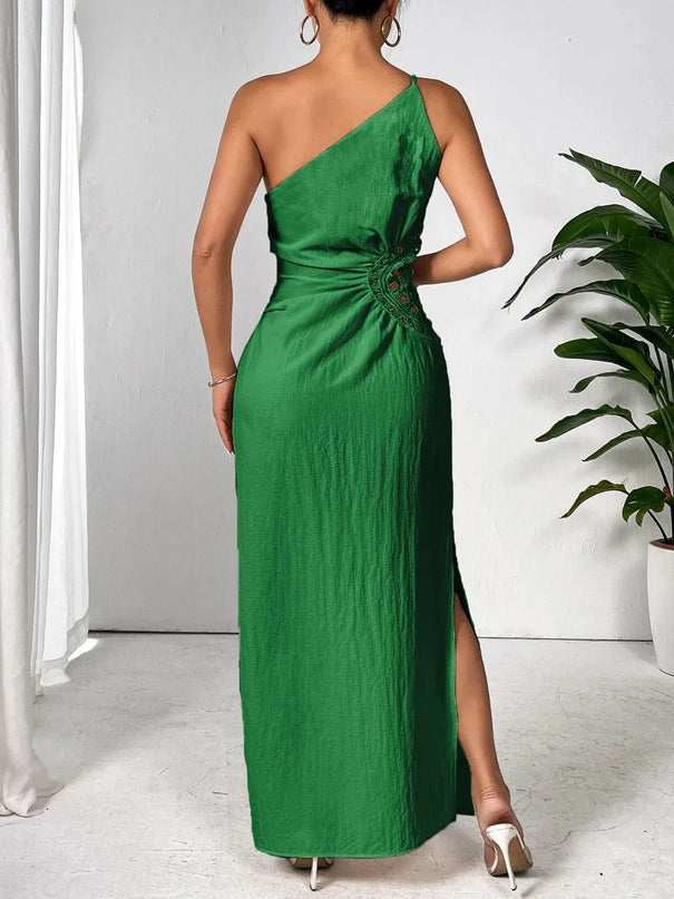 Honey Slit One Shoulder Sleeveless Maxi Dress - ShopEasier