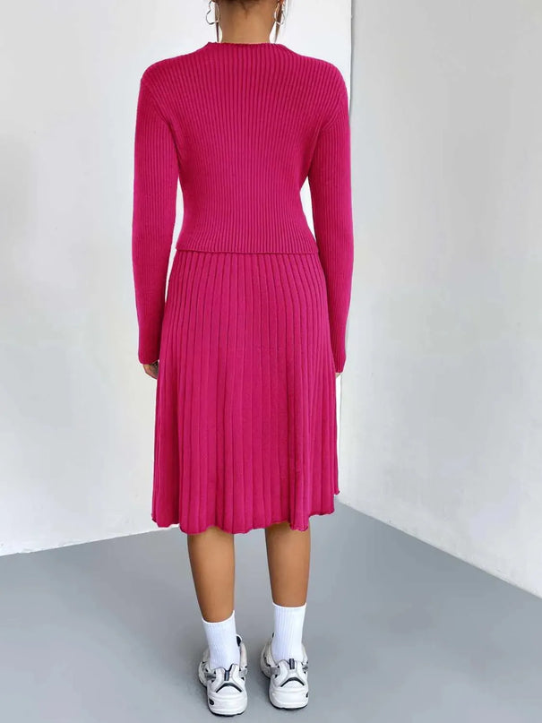 Rib-Knit Sweater and Skirt Set - ShopEasier