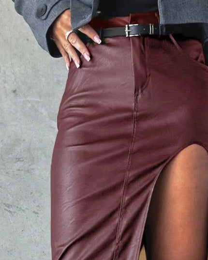 Chic Slit Midi Skirt with Functional Pockets