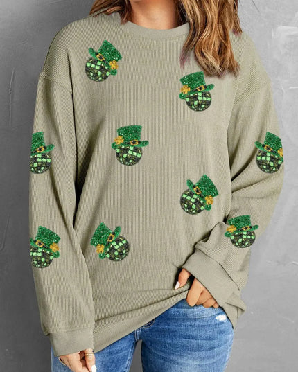 Glamorous Sequin-Embellished Dropped Shoulder Sweatshirt