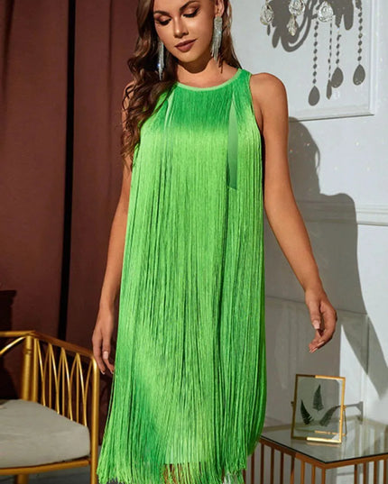 Sleeveless Round Neck Fringe Dress