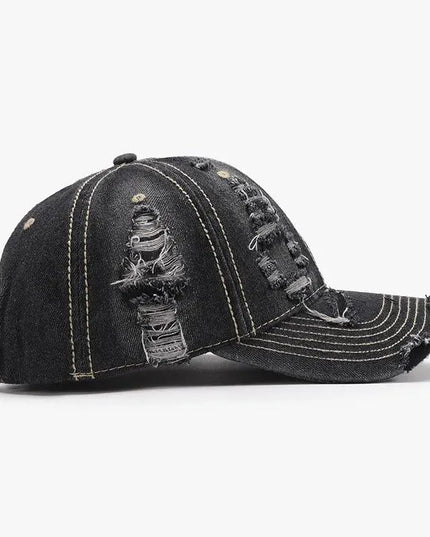 Distressed Adjustable Cotton Baseball Cap - ShopEasier