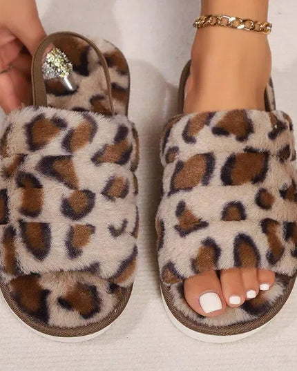 Leopard Print Open-Toe Flats