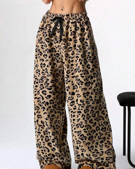 Pantalones anchos con estampado de leopardo