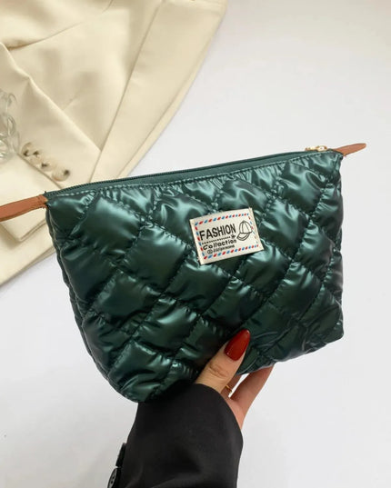 Solid Quilted Clutch with Zipper