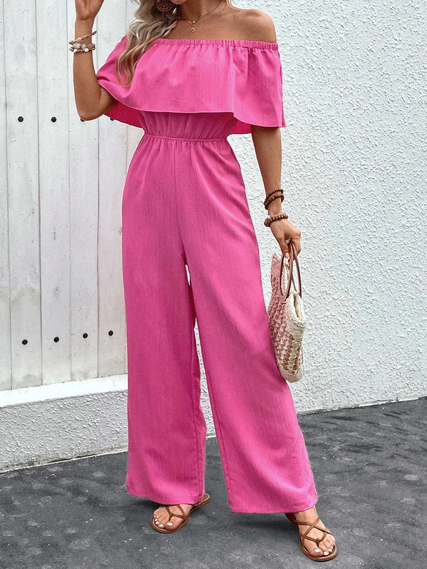 Perfee Off-Shoulder Wide Leg Jumpsuit - ShopEasier