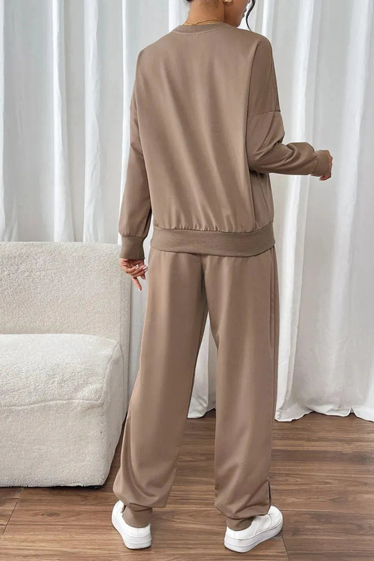 Perfee Women's Drawstring Long Sleeve Top and Pants Set