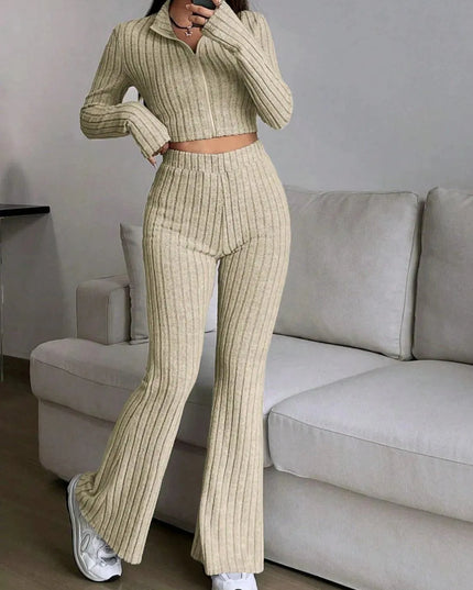 Honey Two-Piece Zip Up Lounge Set with Long Sleeves