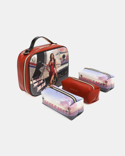 Nicole Lee USA Printed Handbag with Three Pouches