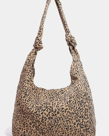 Bolso de hombro con correa anudada y estampado elegante de leopardo