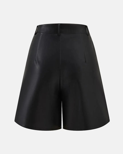 Faux Leather High Waist Shorts with Pockets