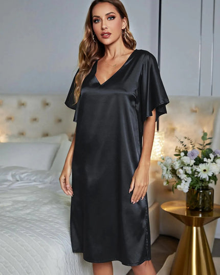 V-Neck Flutter Sleeve Night Dress