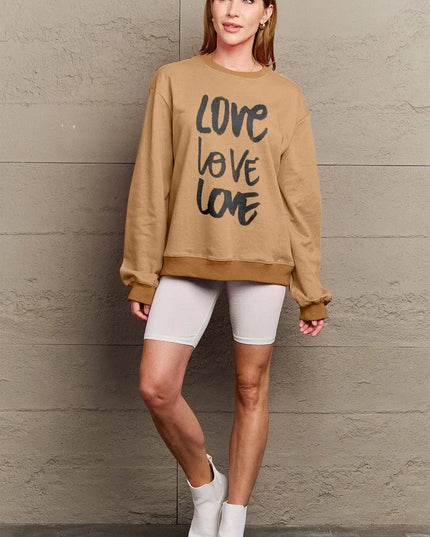 Simply Love Full Size LOVE Round Neck Sweatshirt - ShopEasier