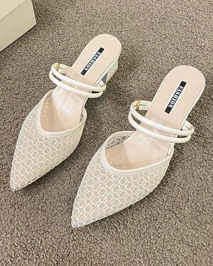 Sandalias elegantes con tacón de bloque y punta puntiaguda