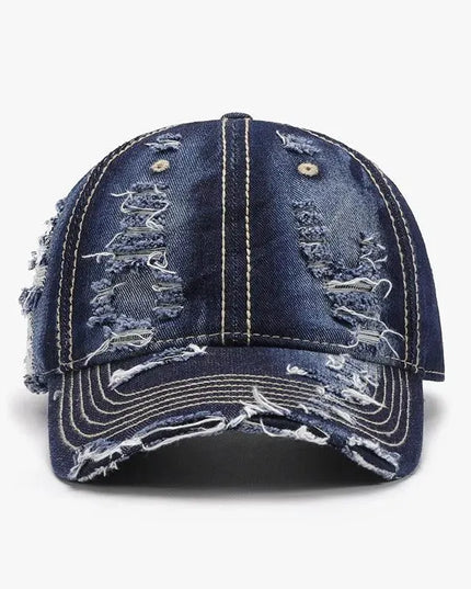 Distressed Adjustable Cotton Baseball Cap - ShopEasier