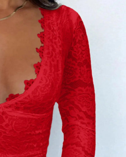 Luxe Lace V-Neck Long Sleeve Top