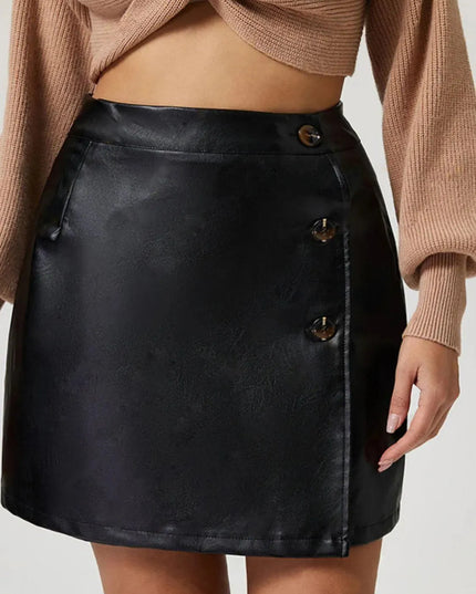 Buttoned High Rise Mini Skirt