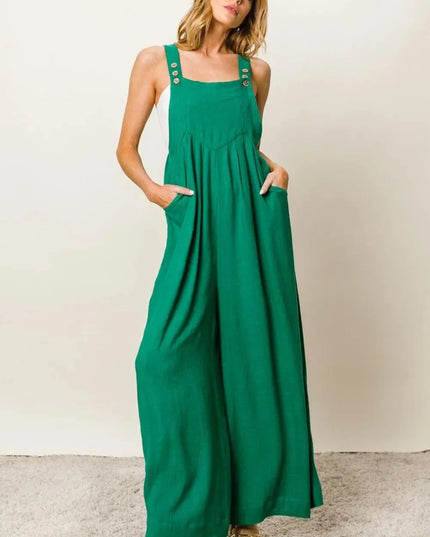 BiBi Texture Sleeveless Wide Leg Jumpsuit - ShopEasier