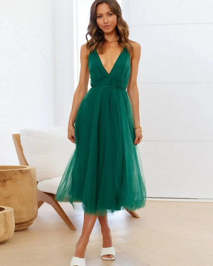 Backless Crisscross Sleeveless Midi Dress