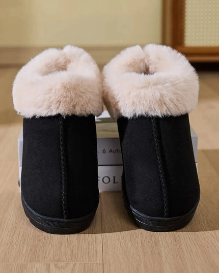 Cozy Faux Fur Platform Slippers with Round Toe