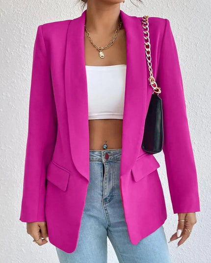 Shawl Collar Long Sleeve Blazer - ShopEasier