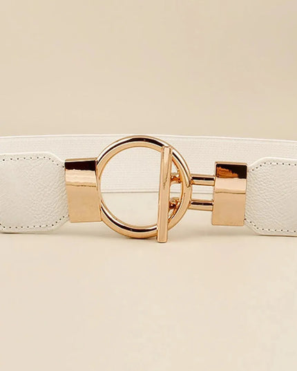 Round Zinc Alloy Buckle PU Leather Belt