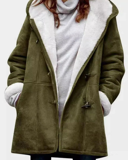 Hooded Toggle Jacket with Pockets and Long Sleeves