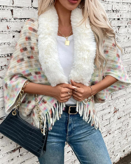 Fringed Fuzzy Open Front Cape