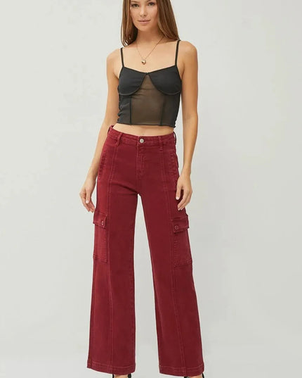 RISEN Full Size High Rise Wide Leg Cargo Jeans - ShopEasier